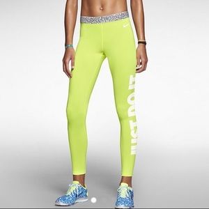 Nike Pro mezzo neon yellow leggings xs nwot